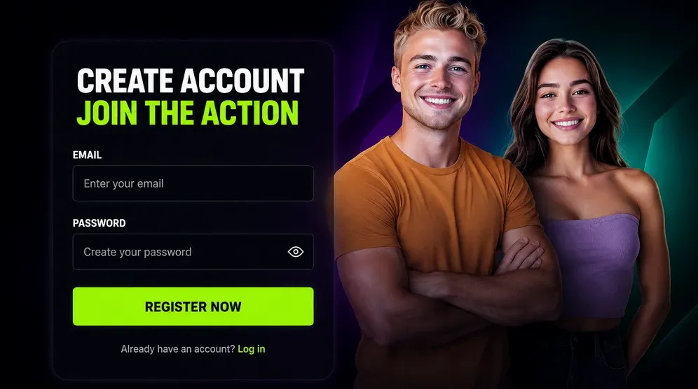 Registration form with email and password fields
